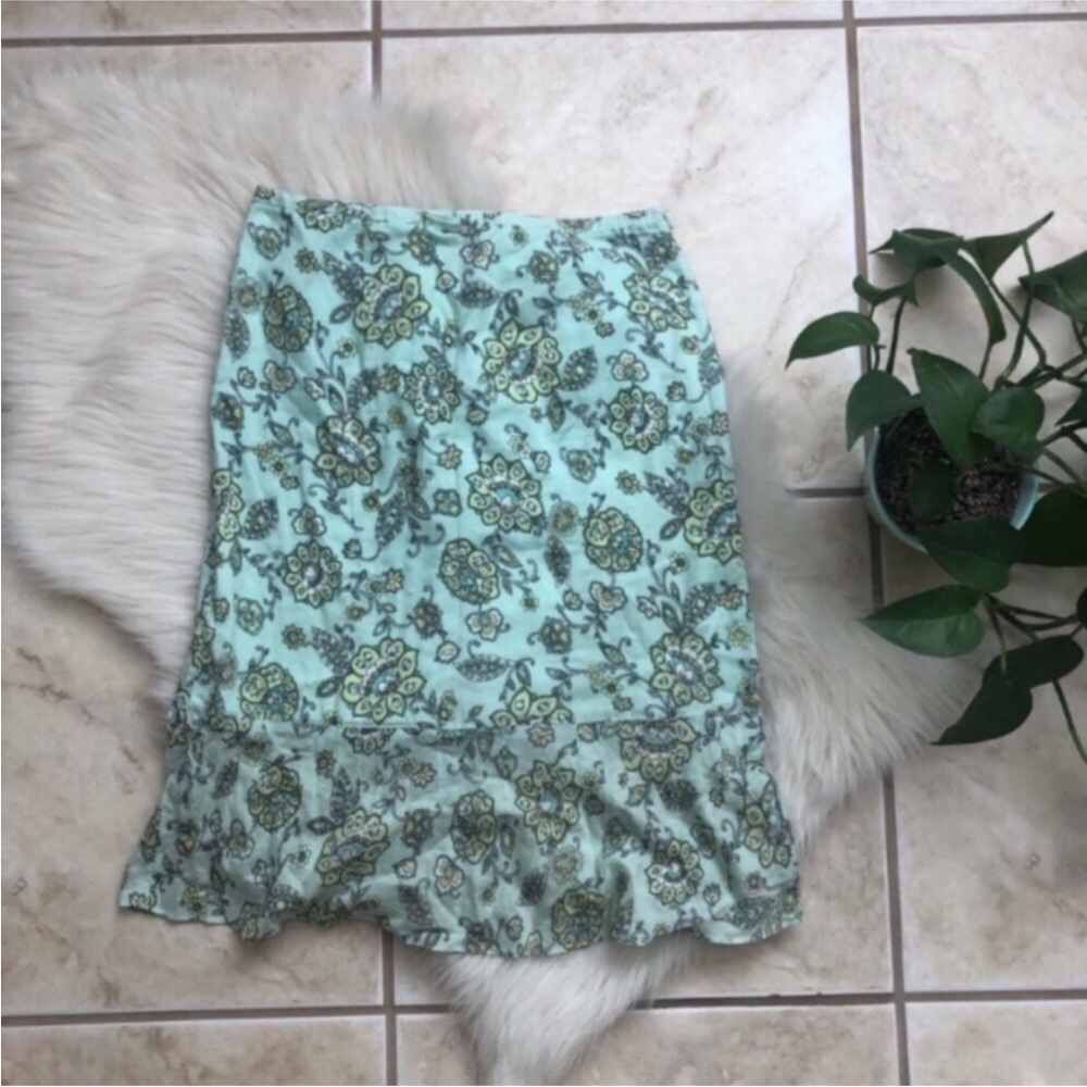 LOFT Paisley Midi Skirt